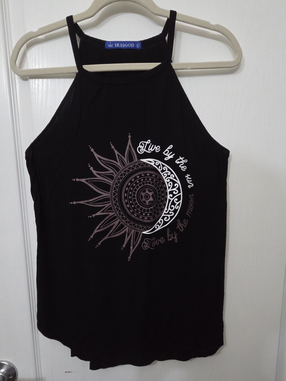 Irisgod Black High-Neck Tank with Sun & Moon